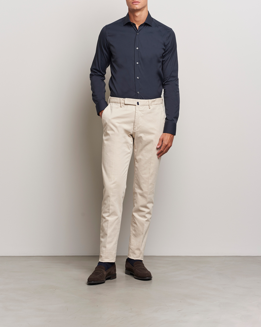 Mies |  | Canali | Slim Fit Cotton/Stretch Shirt Navy