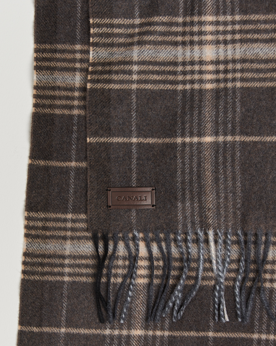 Mies |  | Canali | Check Wool Scarf Brown/Beige