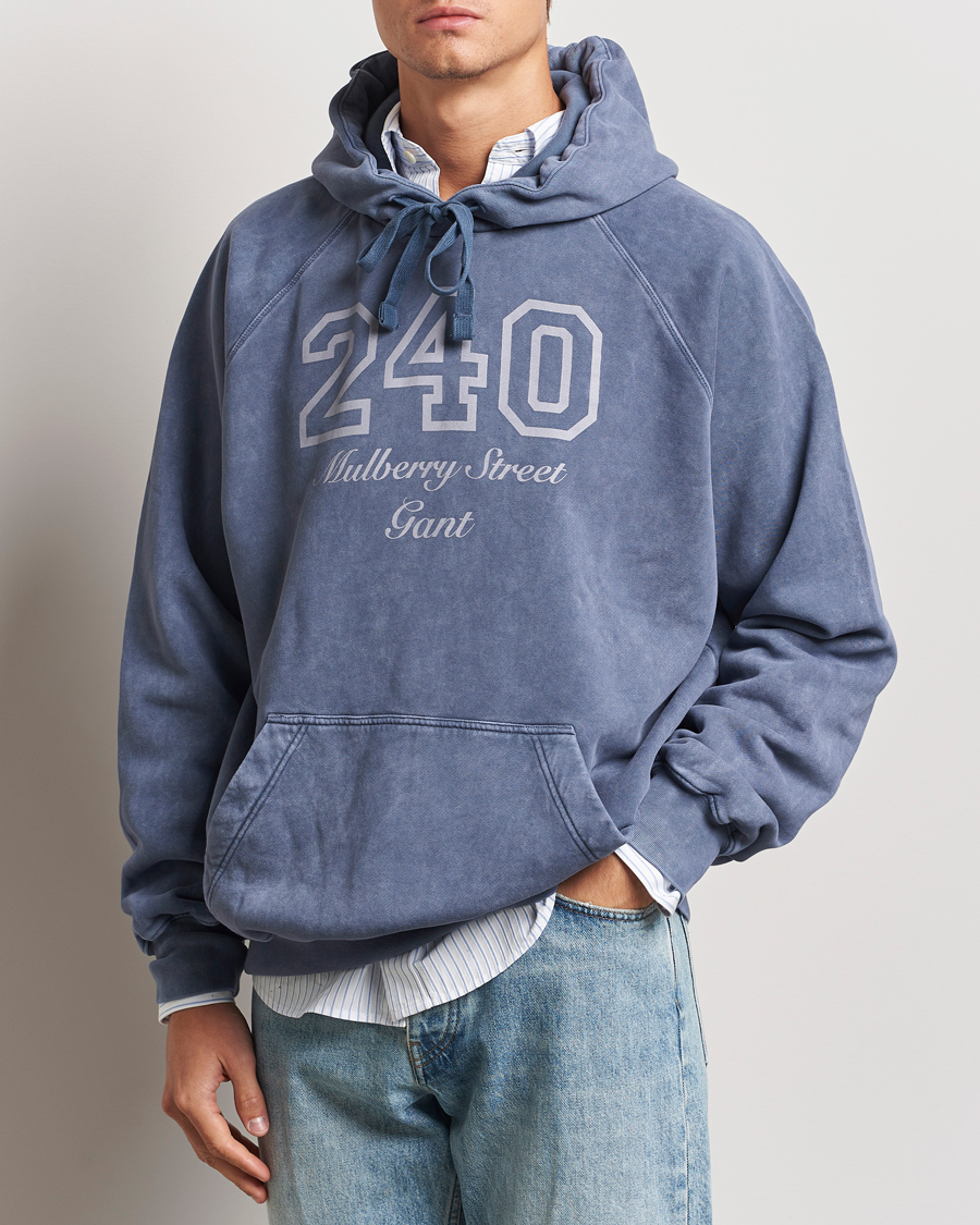 Mies |  | GANT 240 Mulberry Street | Vintage Washed Hoodie Dusty Blue Sea