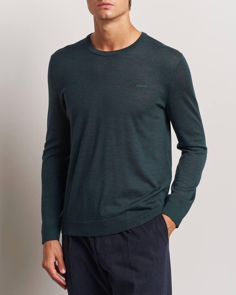 Mies |  | GANT | Extrafine Merino Wool C-Neck Tartan Green