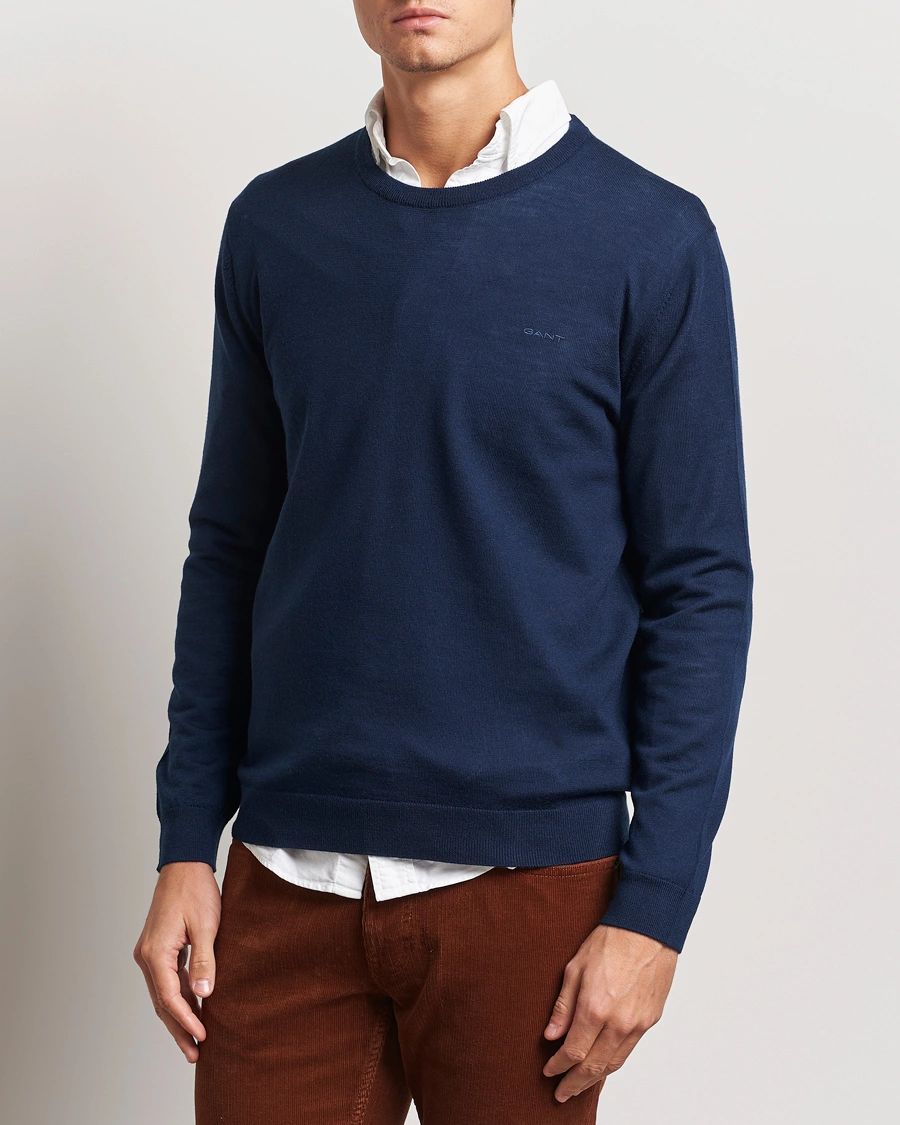 Mies |  | GANT | Extrafine Merino Wool C-Neck Marine