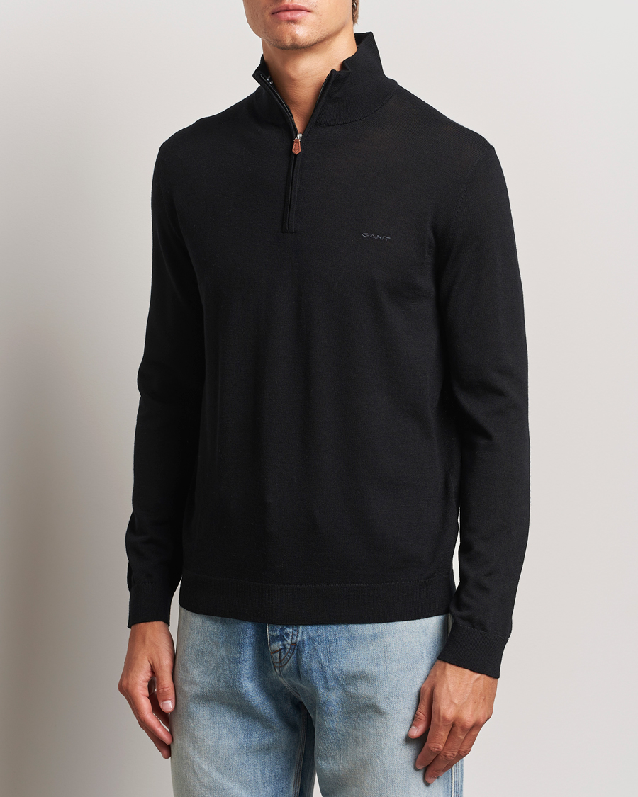 Mies |  | GANT | Extrafine Merino Wool Half Zip Black