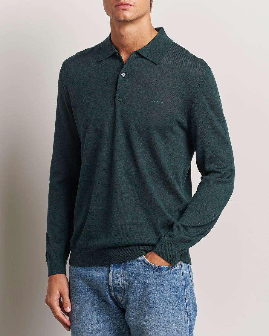 Mies |  | GANT | Extrafine Merino Wool Polo Tartan Green