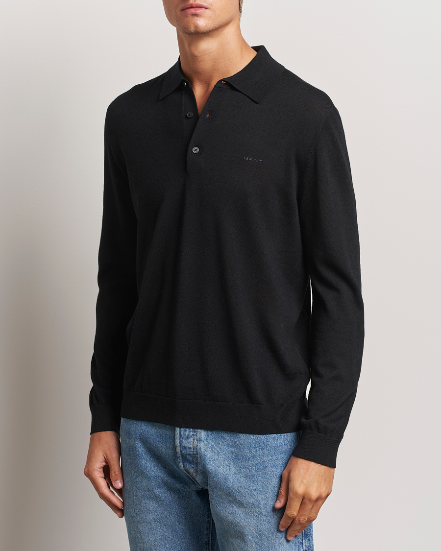 Mies |  | GANT | Extrafine Merino Wool Polo Black