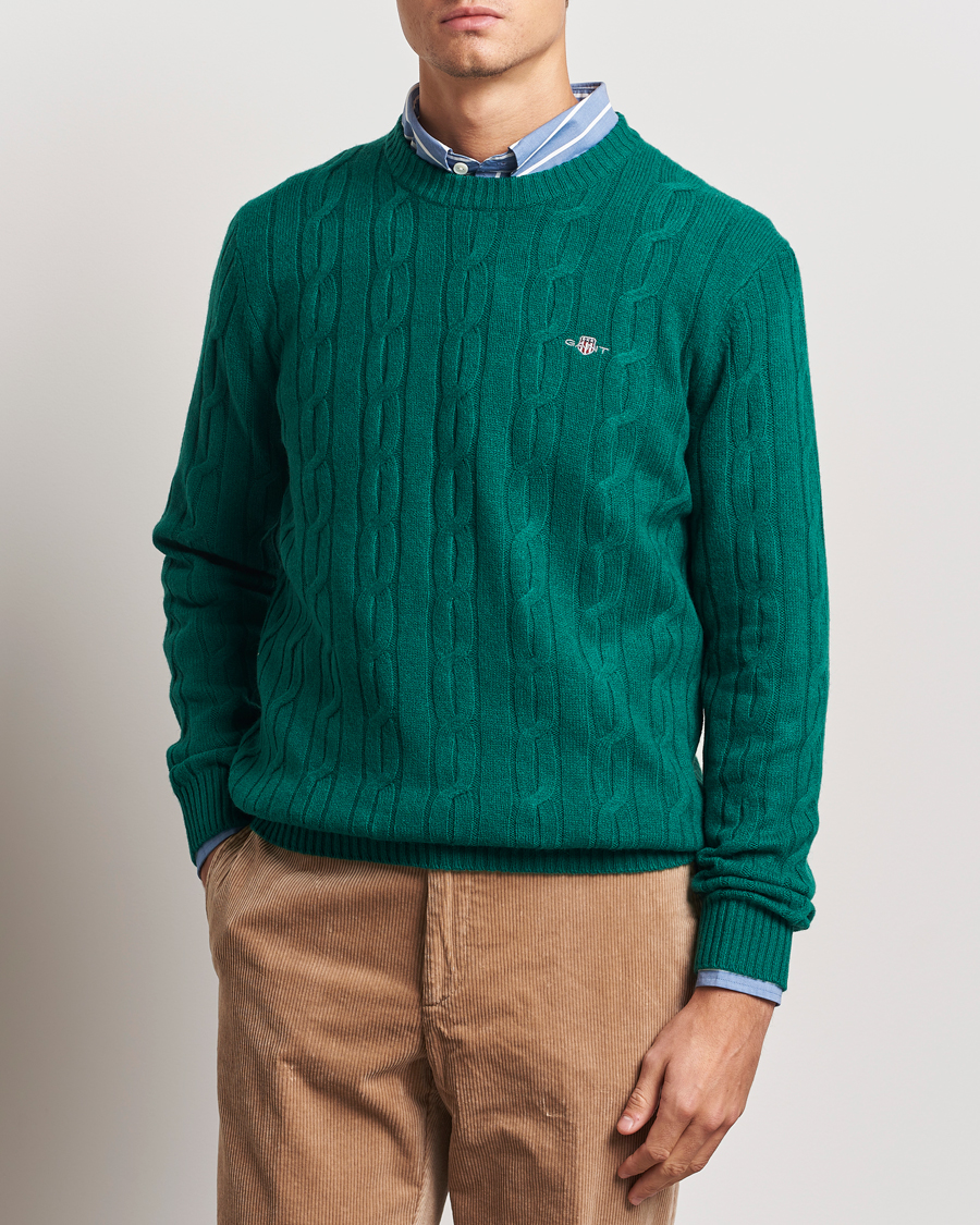 Mies |  | GANT | Lambswool Cable C-Neck Deep Forest Green