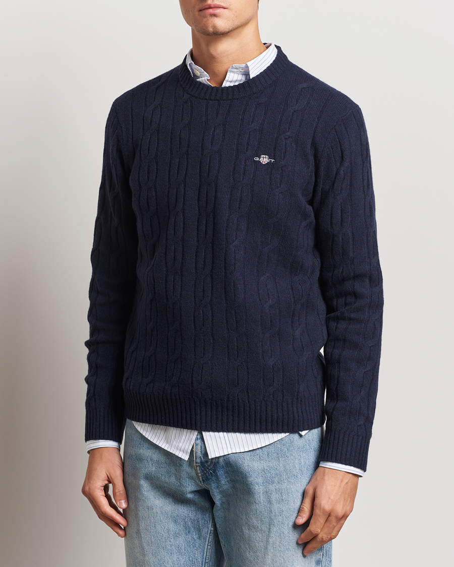 Mies |  | GANT | Lambswool Cable C-Neck Evening Blue