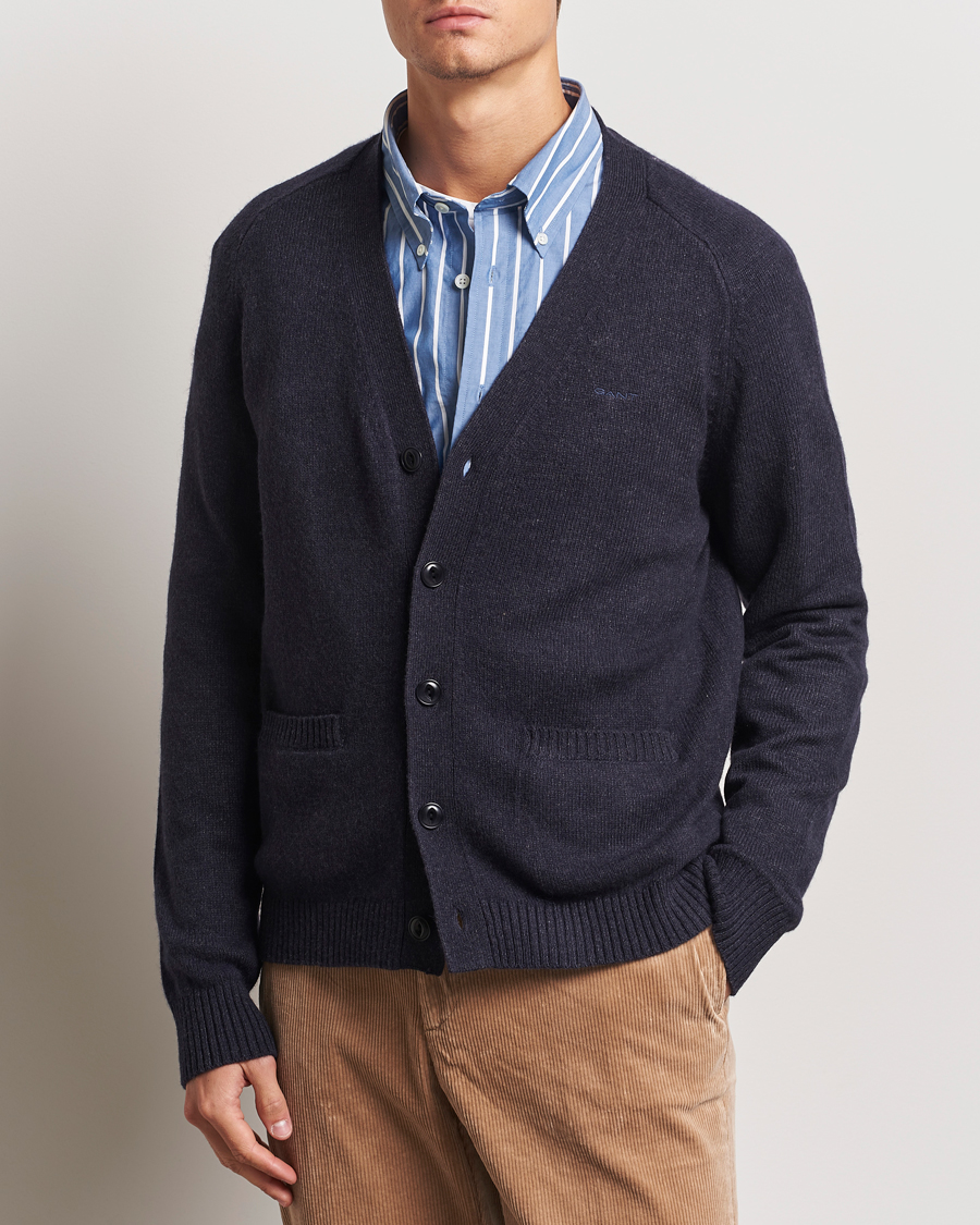 Mies |  | GANT | Wool Blend Cardigan Dark Navy Melange