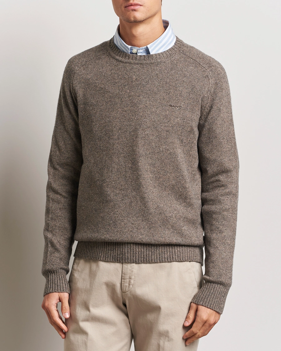 Mies |  | GANT | Wool Blend C-Neck Dark Hazelnut Melange