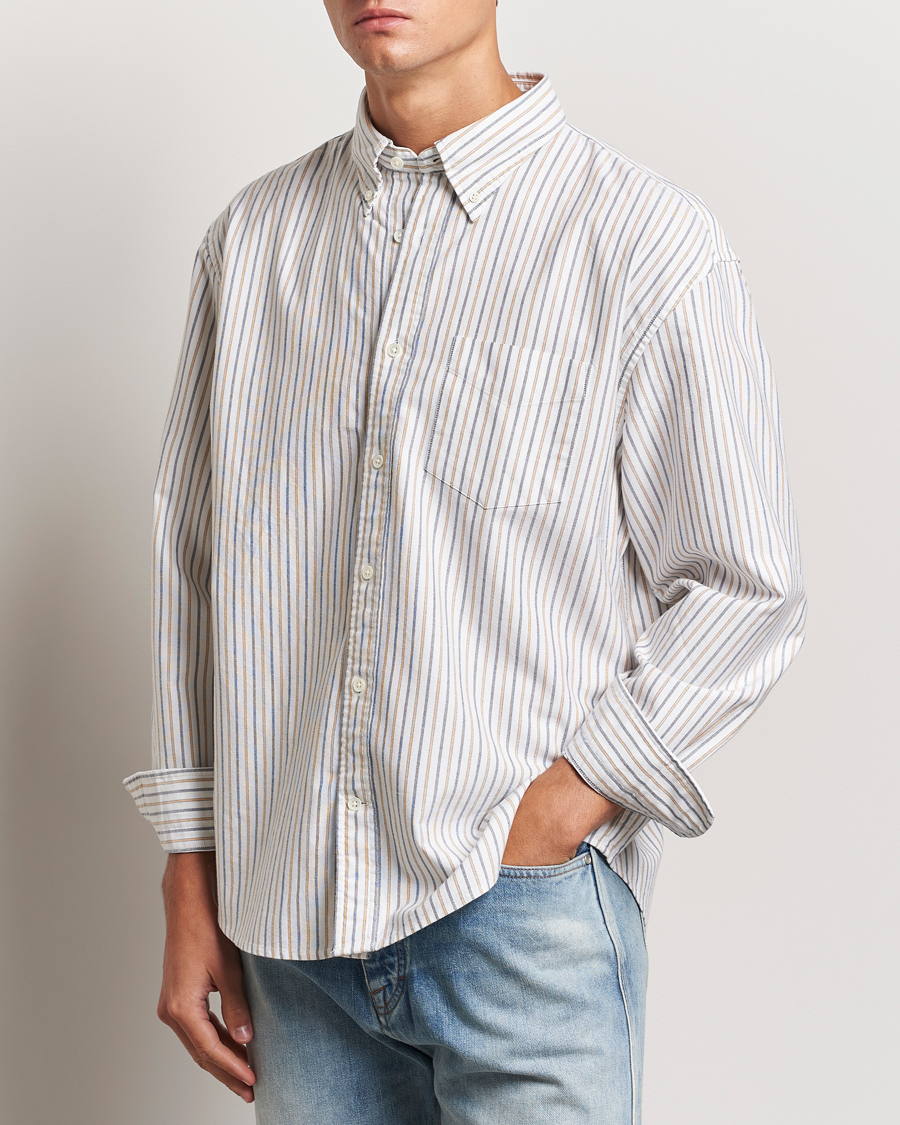 Mies | Business & Beyond - Casual | GANT | Rel Herigate Oxford Stripe Shirt Eggshell