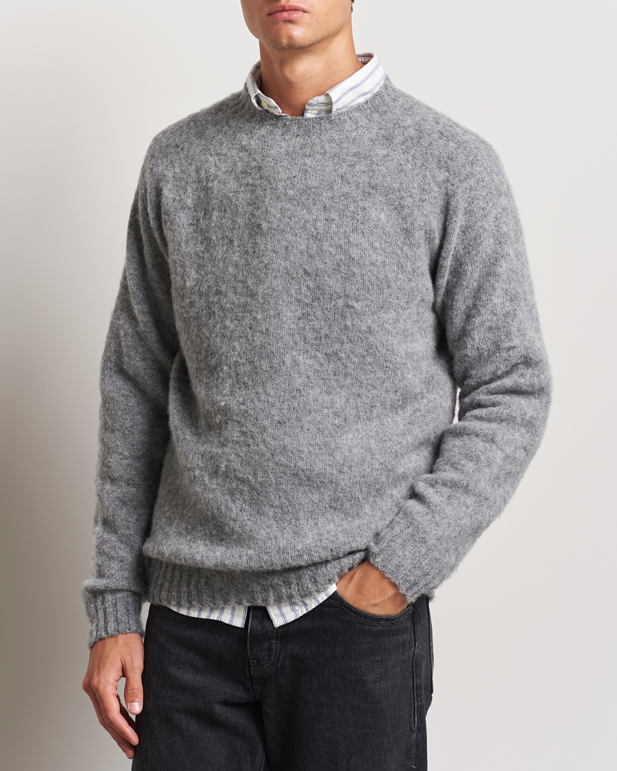 Mies | Vaatteet | Harley Of Scotland | Brushed Supersoft Lambswool Crewneck Medium Grey