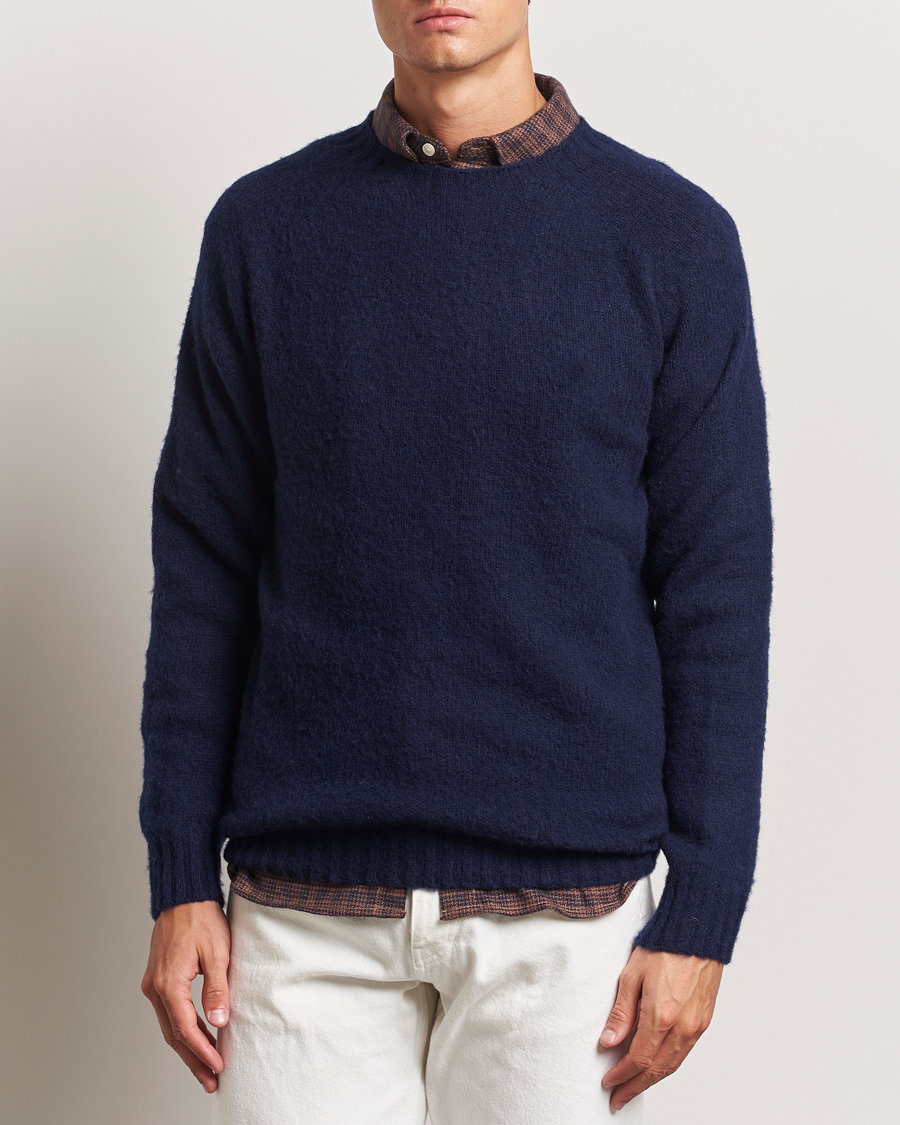 Mies | Vaatteet | Harley Of Scotland | Brushed Supersoft Lambswool Crewneck Navy