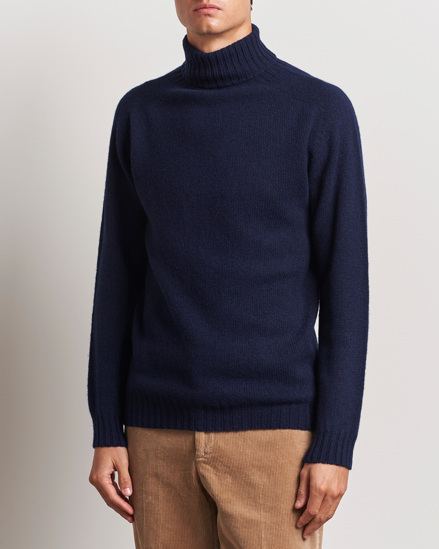 Mies | Vaatteet | Harley Of Scotland | Supersoft Lambswool Rollneck Navy