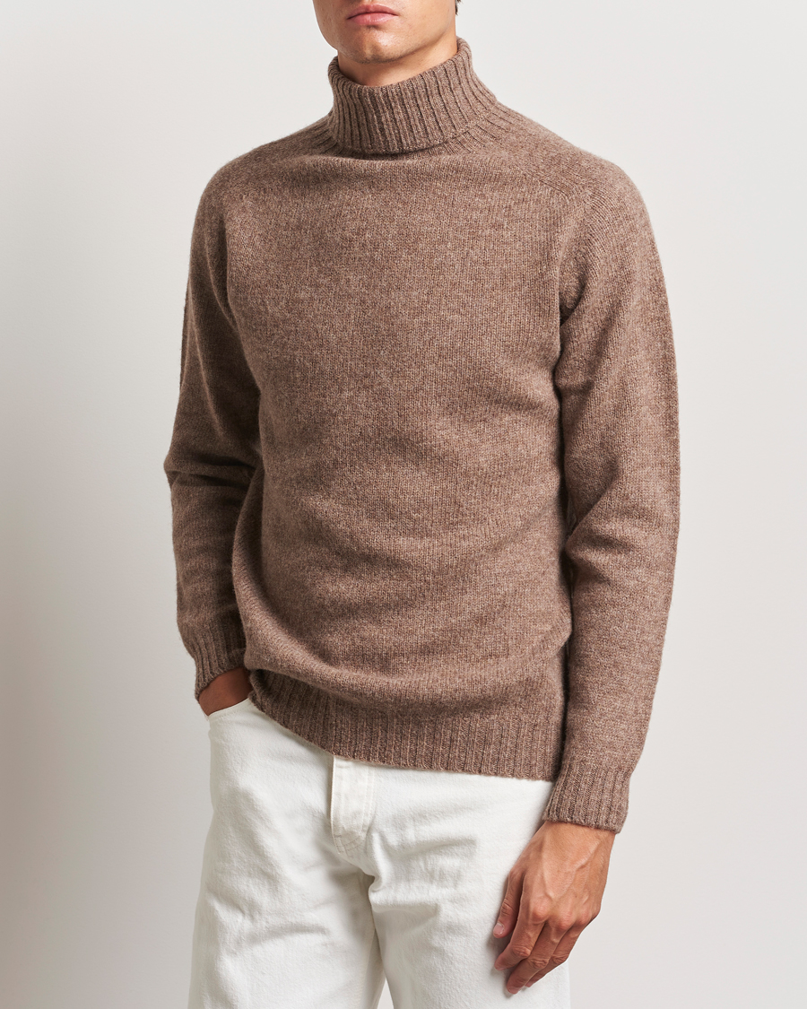 Mies | Vaatteet | Harley Of Scotland | Supersoft Lambswool Rollneck Nutmeg Brown