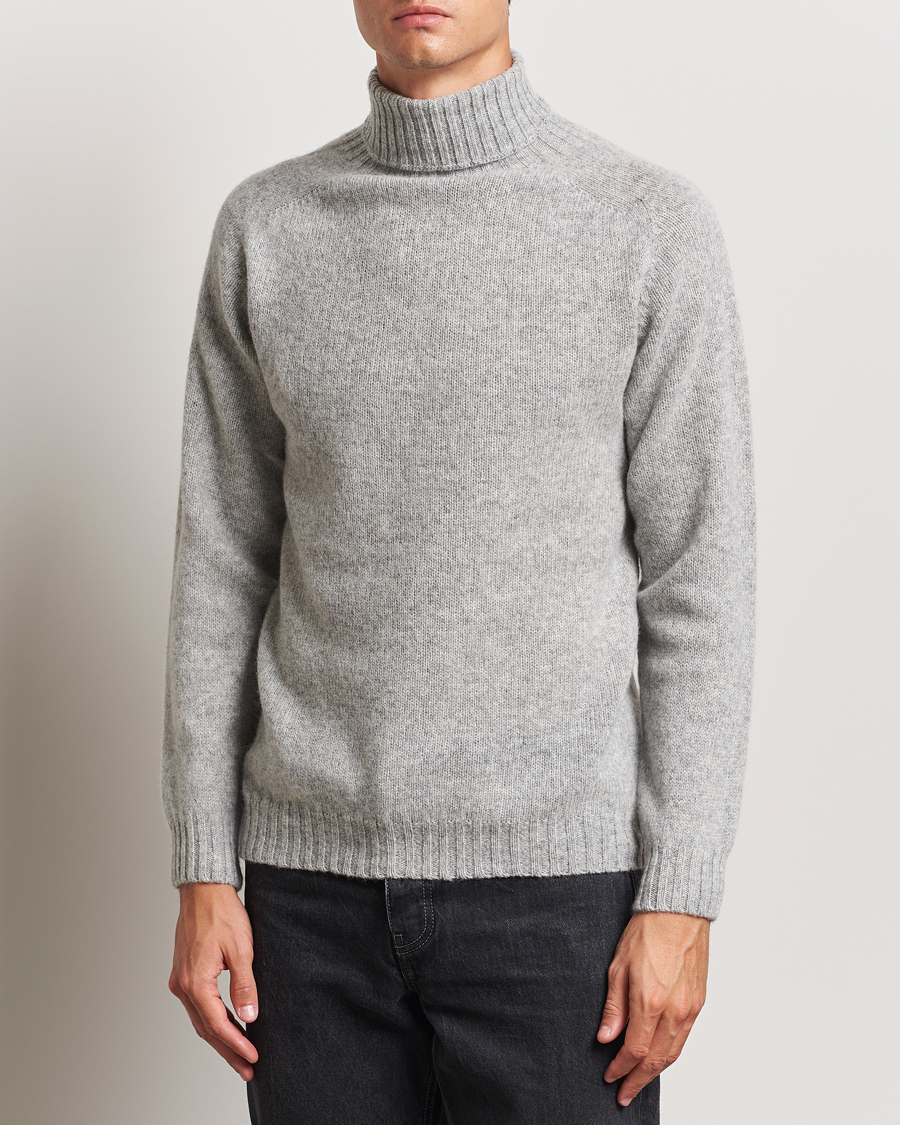 Mies |  | Harley Of Scotland | Supersoft Lambswool Rollneck Silver Grey