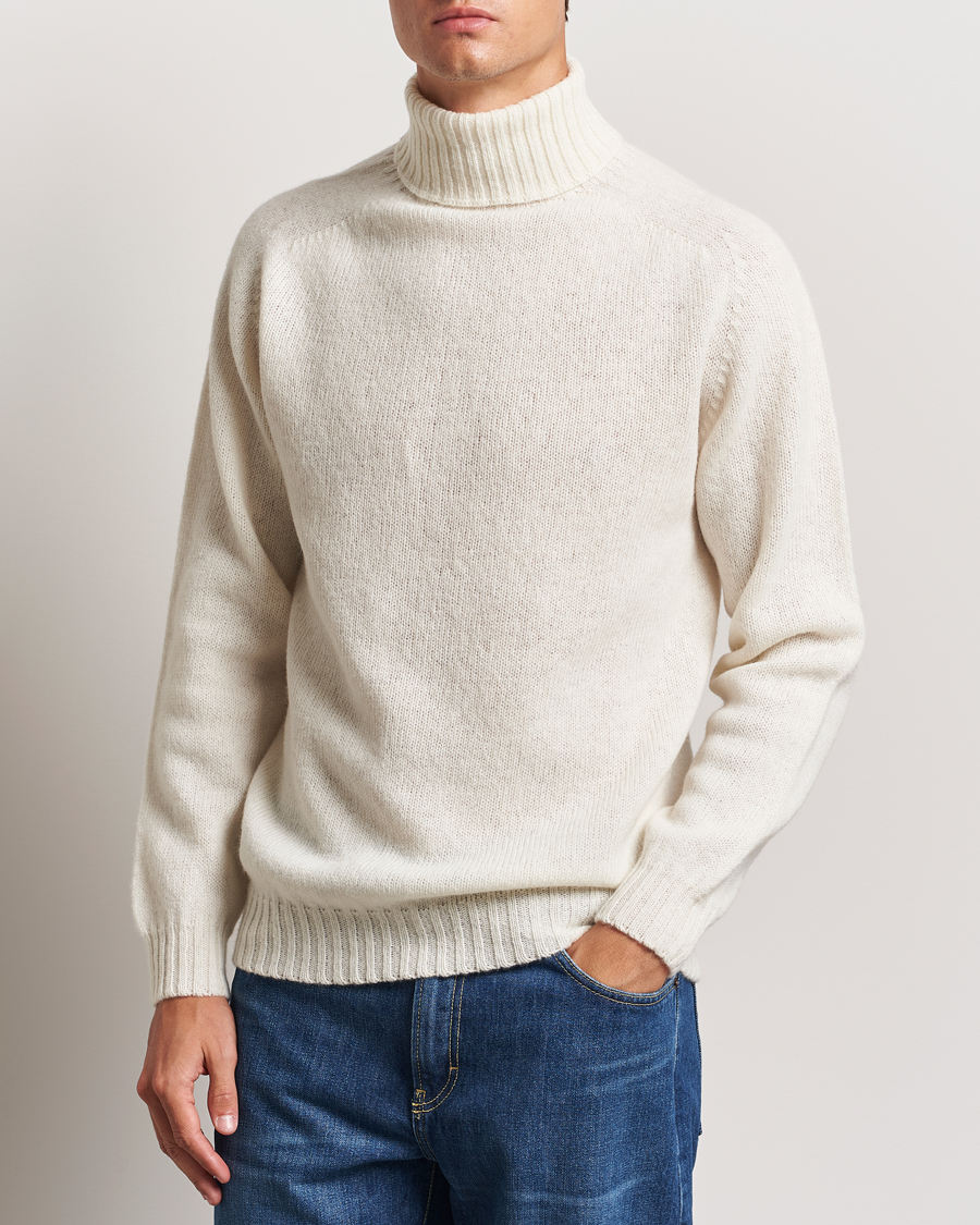 Mies |  | Harley Of Scotland | Supersoft Lambswool Rollneck Winter White