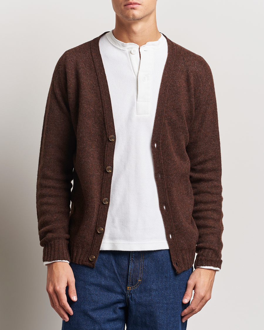 Mies |  | Harley Of Scotland | Supersoft Lambswool Cardigan Coffee