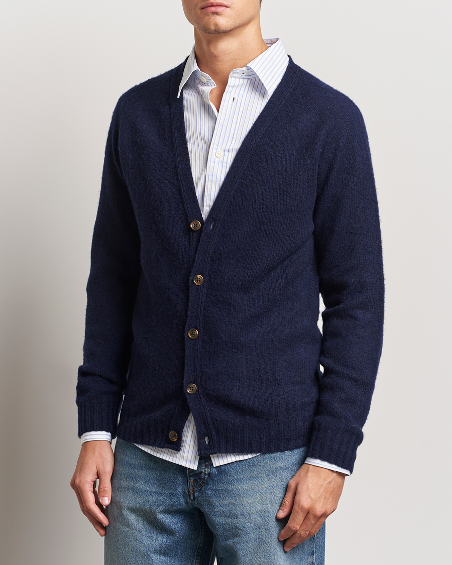 Mies |  | Harley Of Scotland | Supersoft Lambswool Cardigan Navy