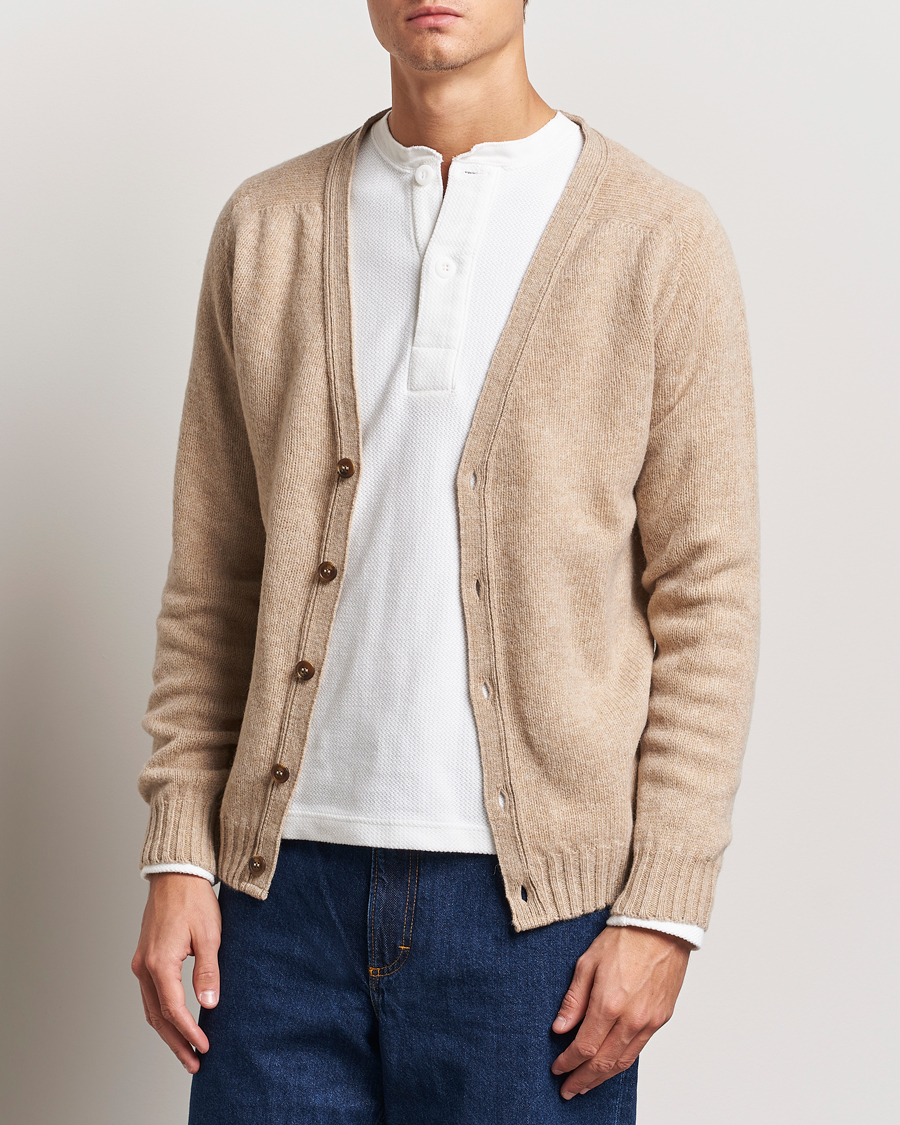 Mies |  | Harley Of Scotland | Supersoft Lambswool Cardigan Oatmilk