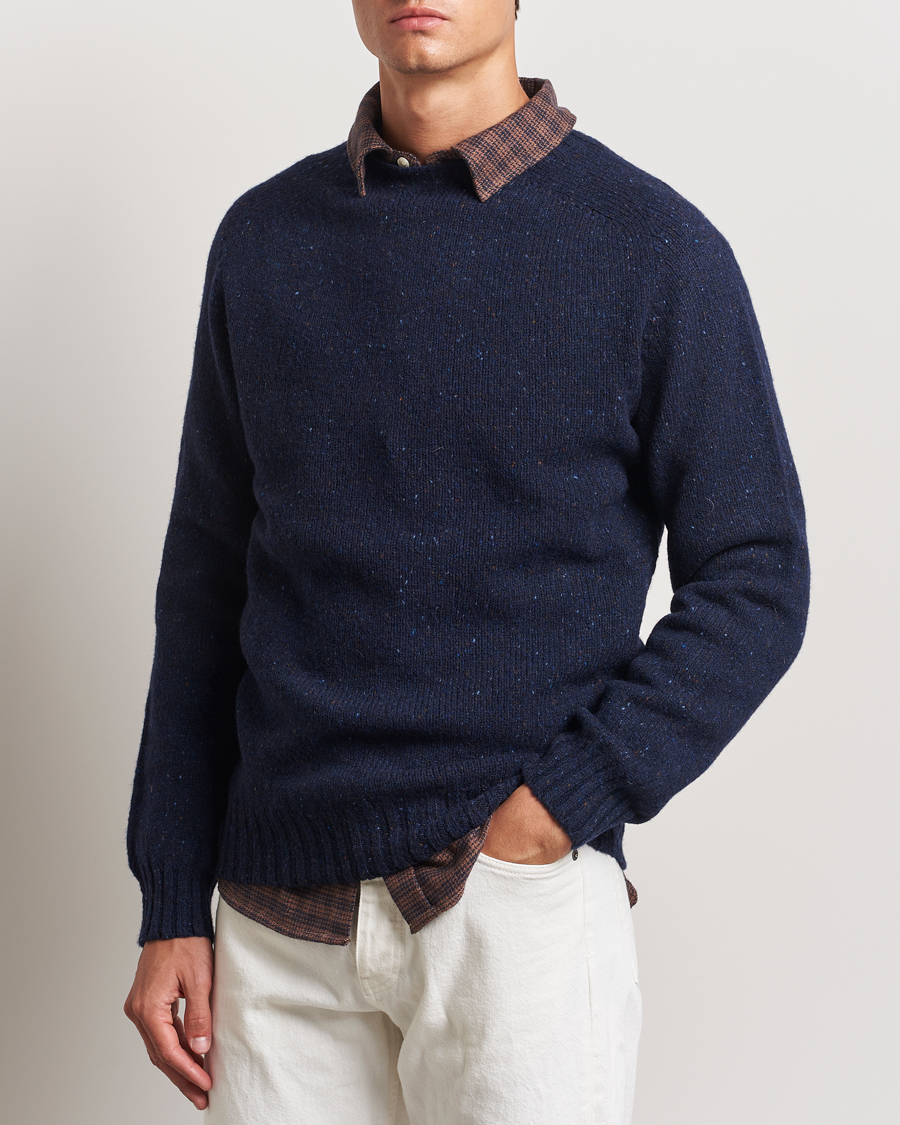 Mies | Harley Of Scotland | Harley Of Scotland | Donegal Wool Crewneck Jura Blue