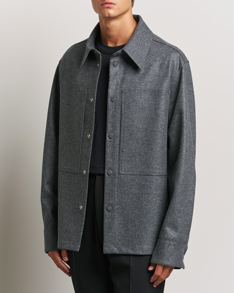 Mies |  | Jil Sander | Wool Flannel Overshirt Grey Melange