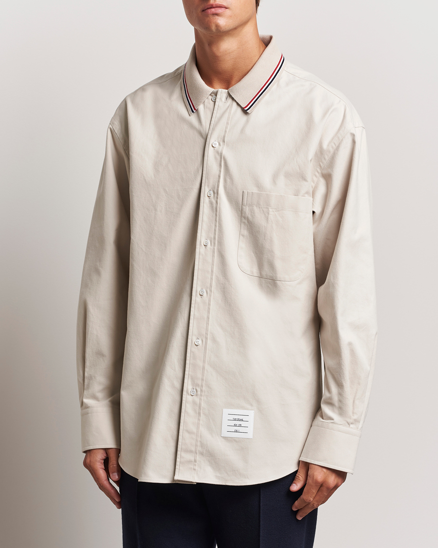 Mies |  | Thom Browne | Knit Collar Flannel Overshirt Off White