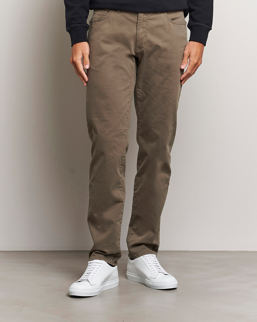 Mies | Housut | Brax | Cadiz Cotton Satin 5-Pocket Pants Khaki