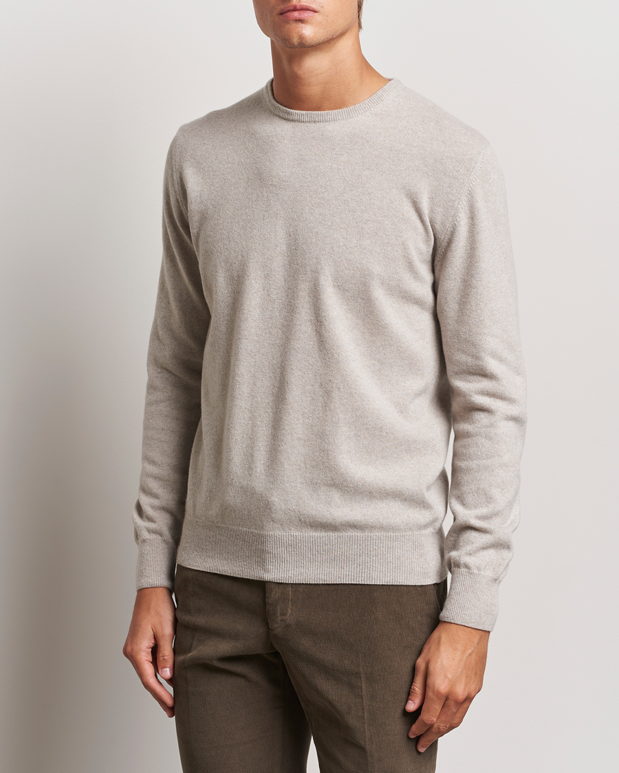 Mies | O-aukkoiset neulepuserot | Morgano | Wool/Cashmere Crewneck Beige