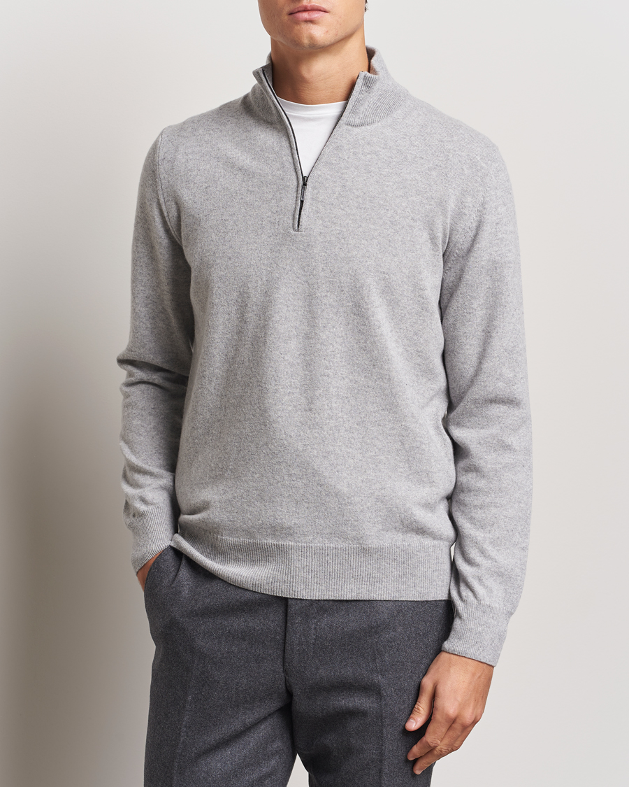 Mies |  | Morgano | Wool/Cashmere Half-Zip Mid Grey