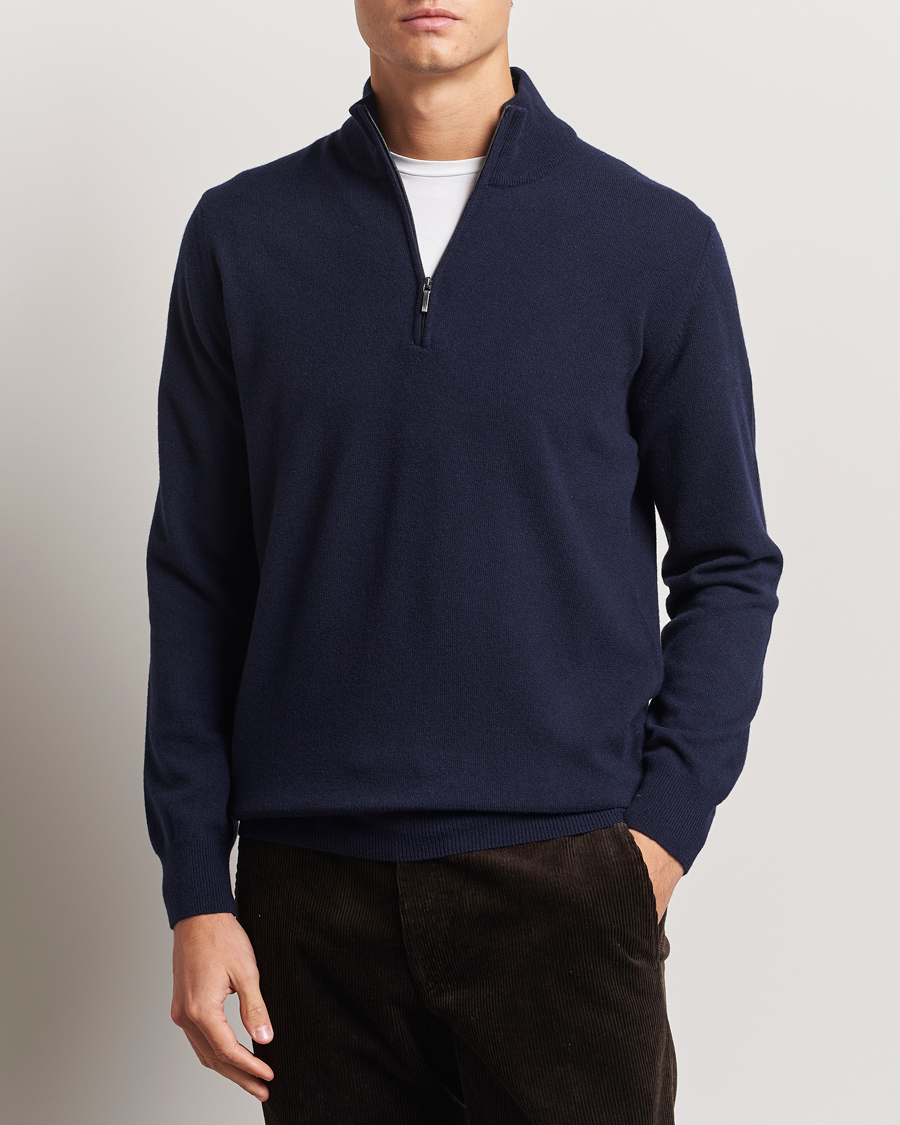 Mies |  | Morgano | Wool/Cashmere Half-Zip Navy