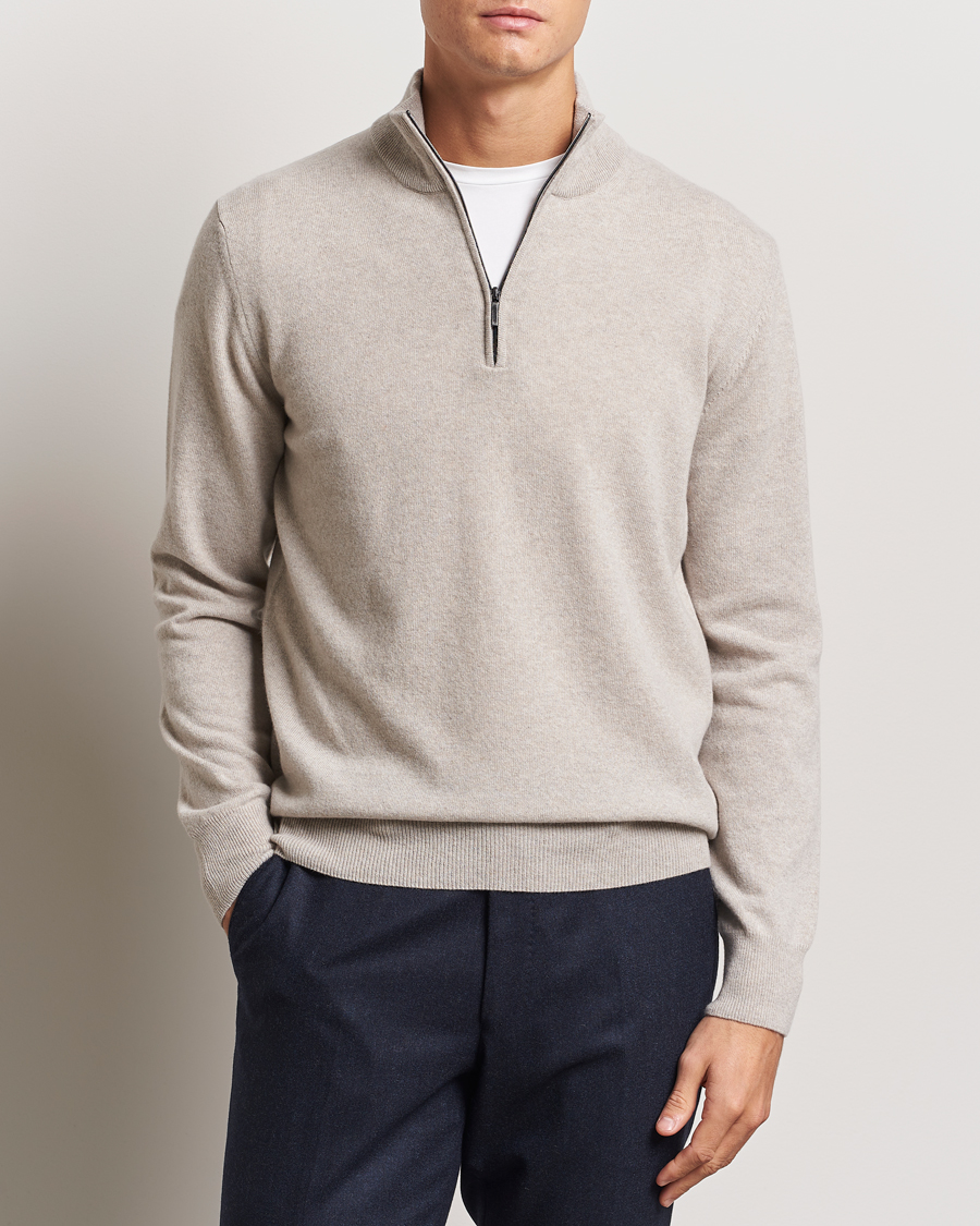 Mies |  | Morgano | Wool/Cashmere Half-Zip Beige