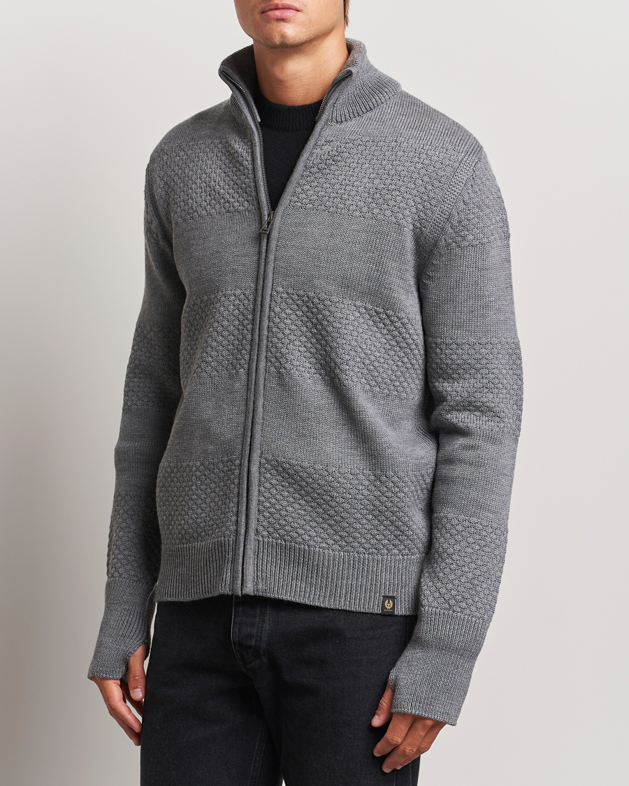 Mies |  | Belstaff | Sternway Knitted Zip Cardigan Grey Heather