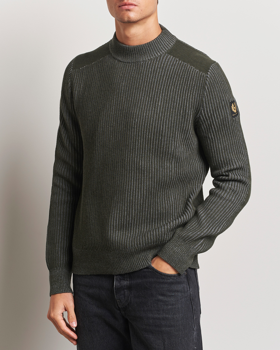 Mies |  | Belstaff | Stanley Cotton/Wool Mock Neck Tile Green