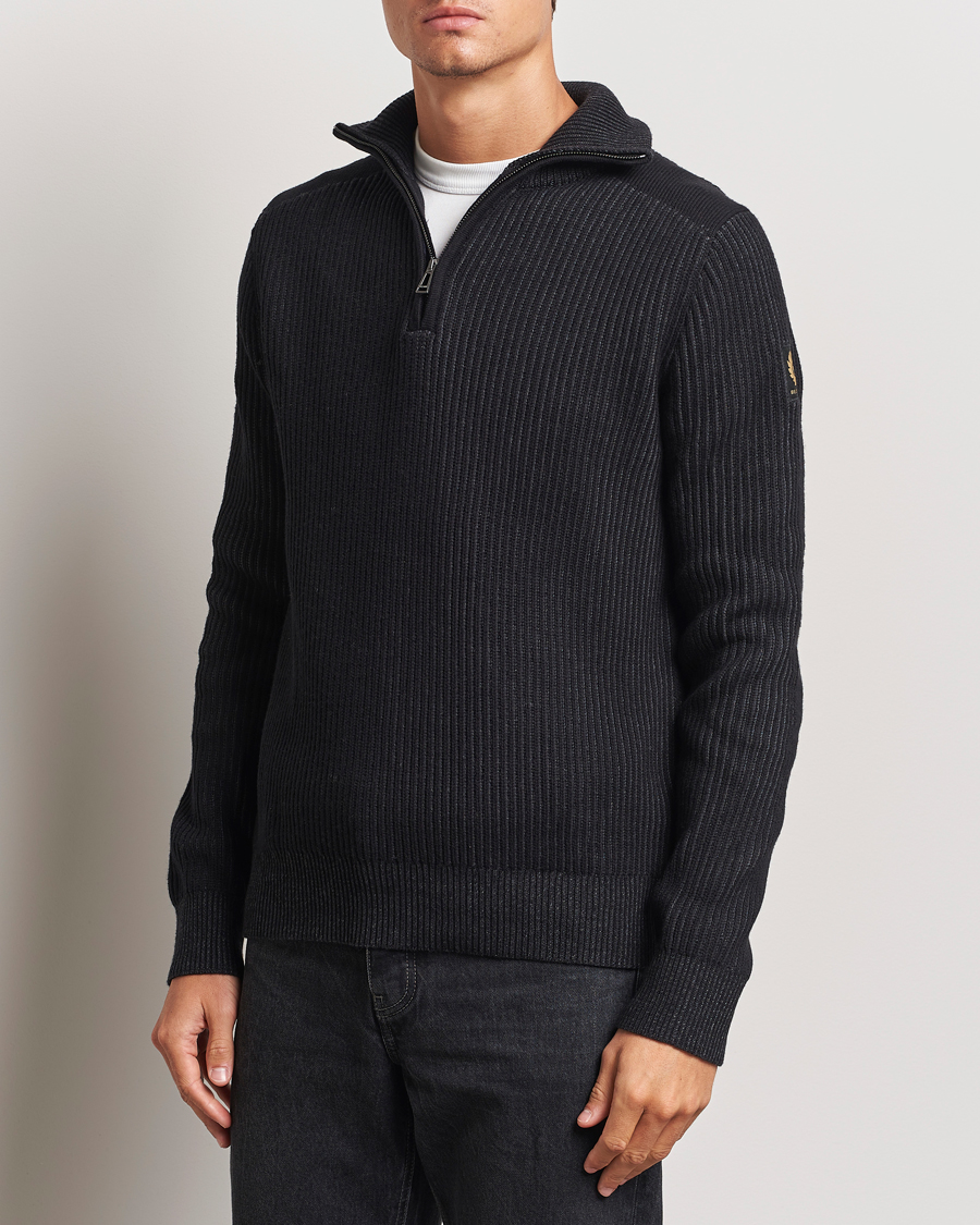 Mies |  | Belstaff | Stanley Cotton/Wool Quarter Zip Black