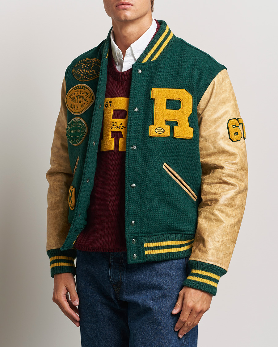 Mies |  | Polo Ralph Lauren | Varsity Leather Bomber Moss Agate