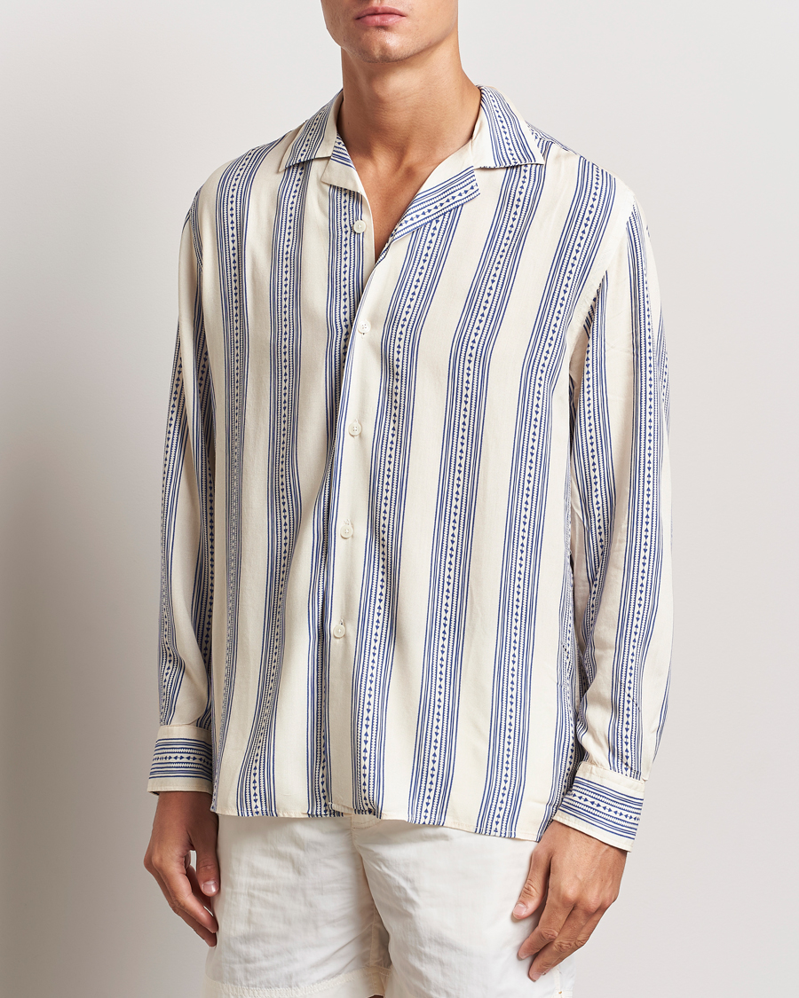 Mies |  | OAS | Havana Long Sleeve Viscose Shirt Blue/White