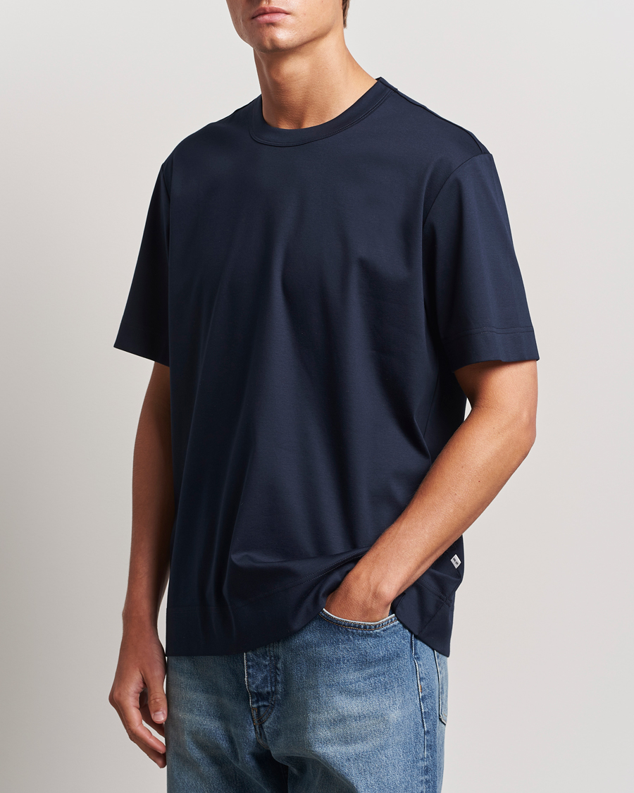 Mies |  | NN07 | Pedro Mercerized Crew Neck T-Shirt Navy Blue