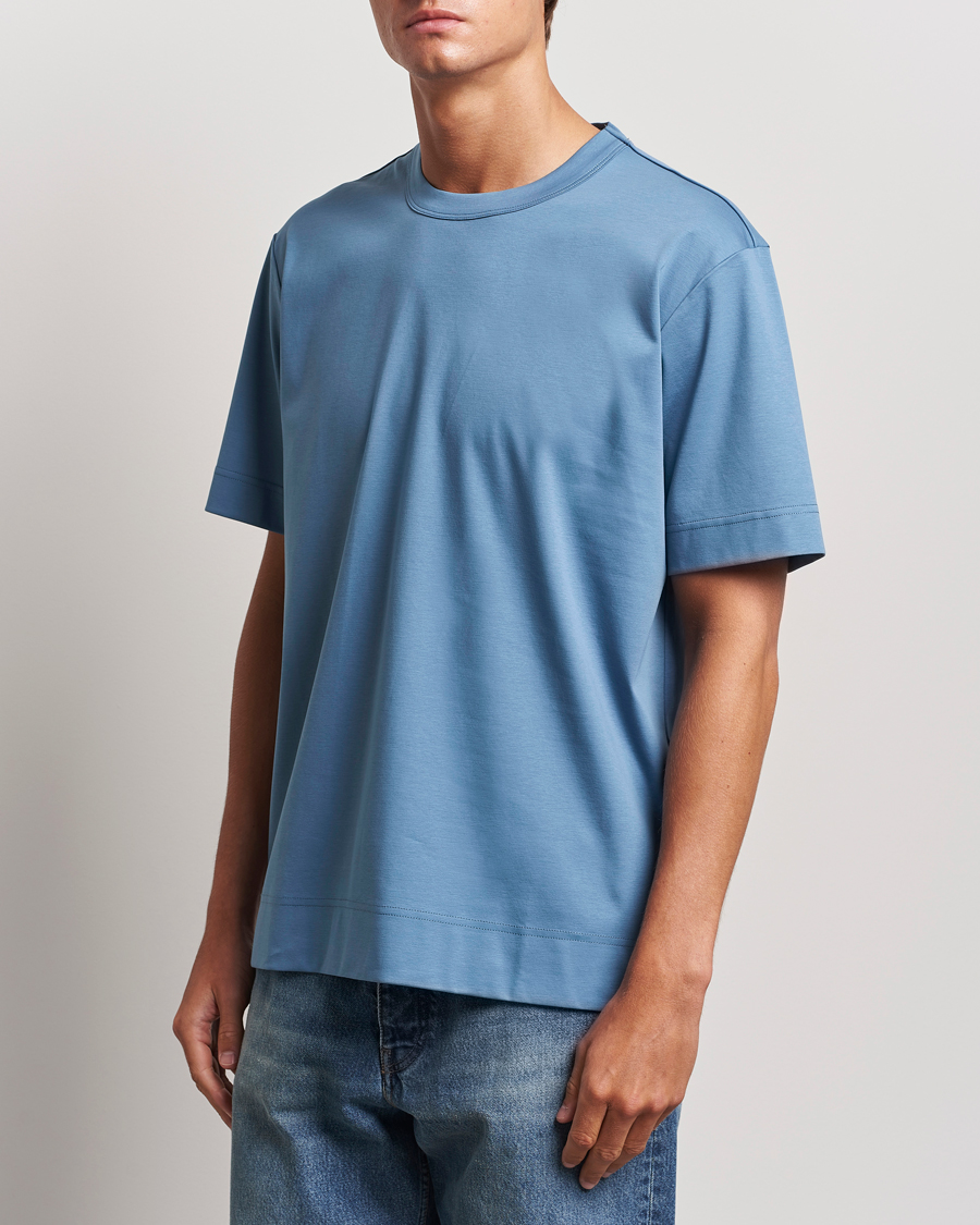 Mies |  | NN07 | Pedro Mercerized Crew Neck T-Shirt Blue Jasper