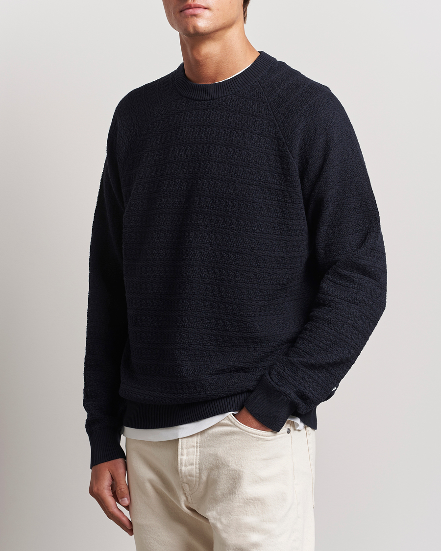 Mies |  | NN07 | Collin Structured Knitted Sweater Navy Blue