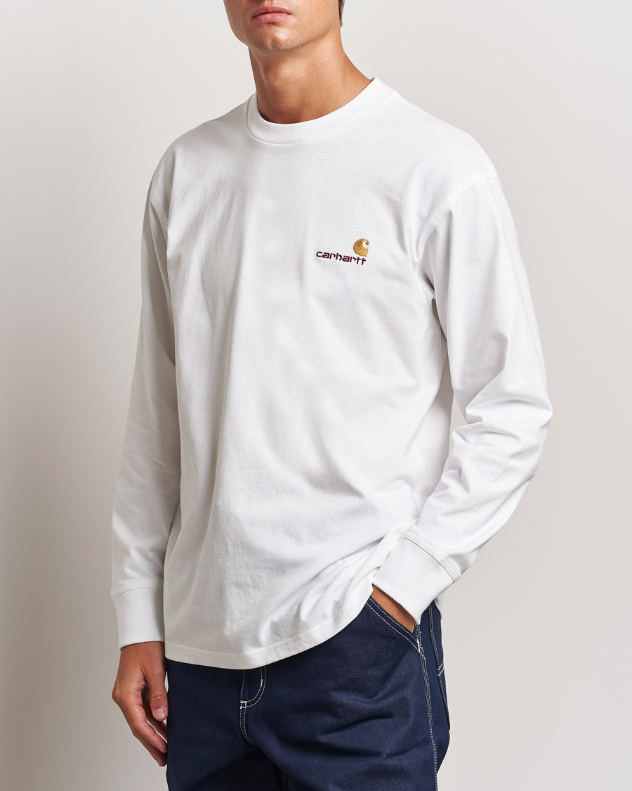 Mies | T-paidat | Carhartt WIP | American Script Long Sleeve T-Shirt White