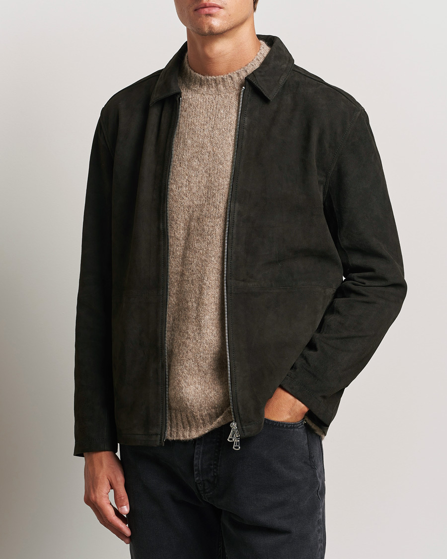 Mies |  | J.Lindeberg | Jonah Suede Overshirt Washed Black