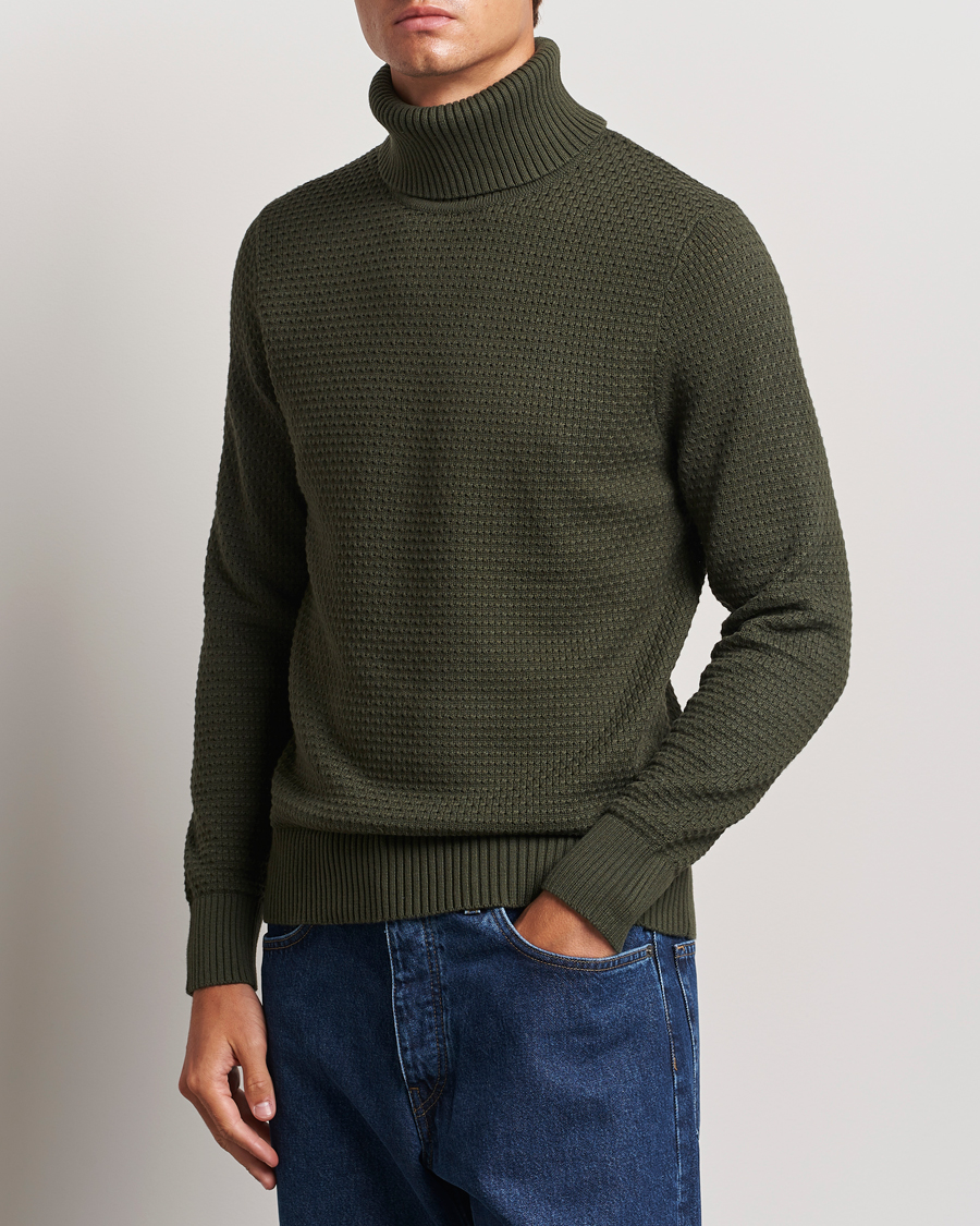 Mies |  | J.Lindeberg | Olivero Structure Cotton Turtleneck Forest Green