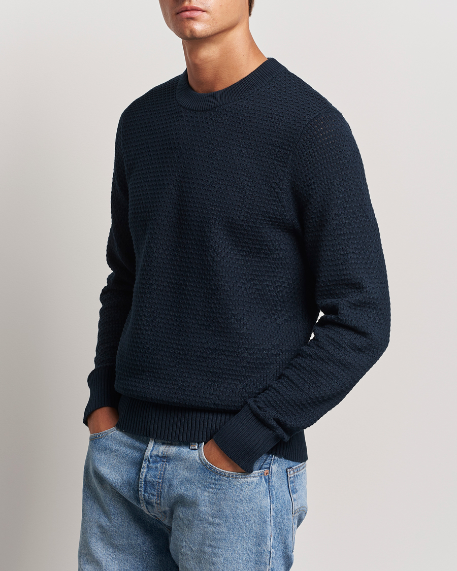 Mies |  | J.Lindeberg | Oliver Structure Cotton Sweater Navy