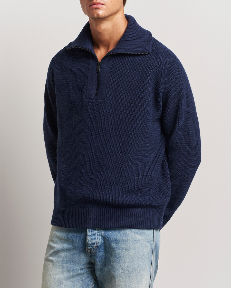 Mies |  | J.Lindeberg | Wilmer Quarter Zip Knit Navy