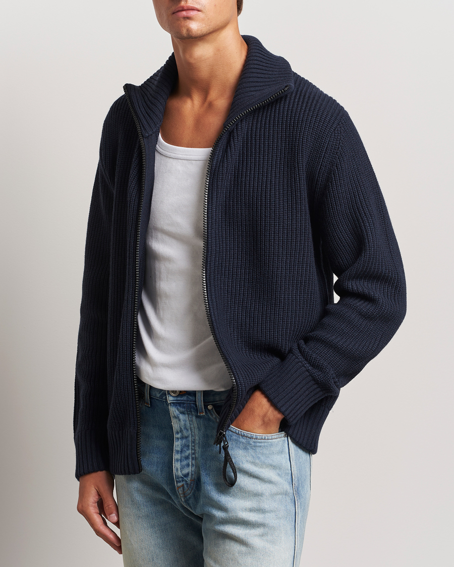 Mies |  | J.Lindeberg | Skyler Wool Blend Zip Cardigan Navy