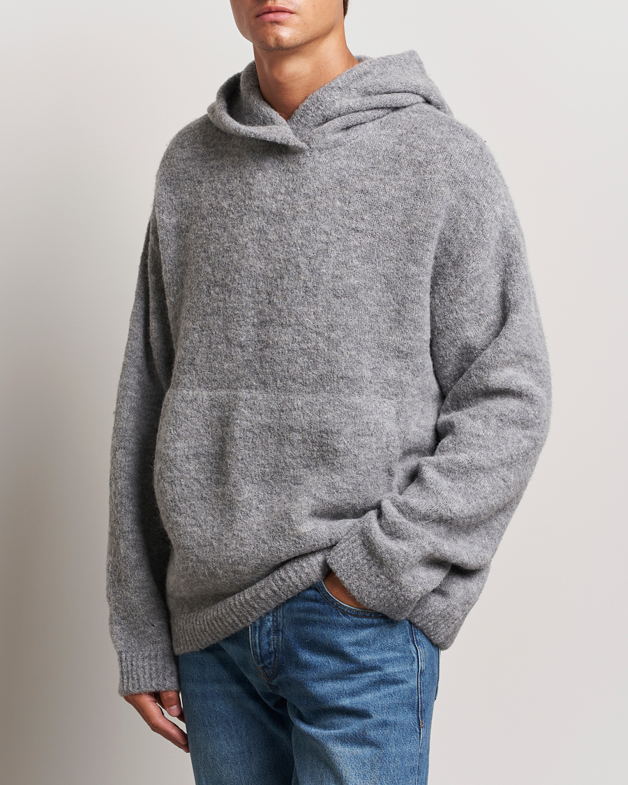 Mies | Business & Beyond - Casual | J.Lindeberg | Broon Alpaca Blend Hoodie Mid Grey Melange