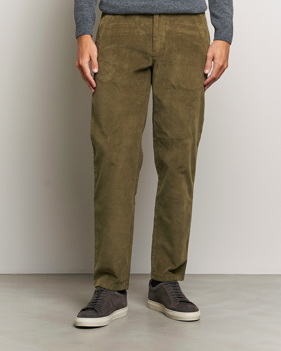 Mies | Vakosamettihousut | KnowledgeCotton Apparel | Chuck Regular Cord Trousers Olive