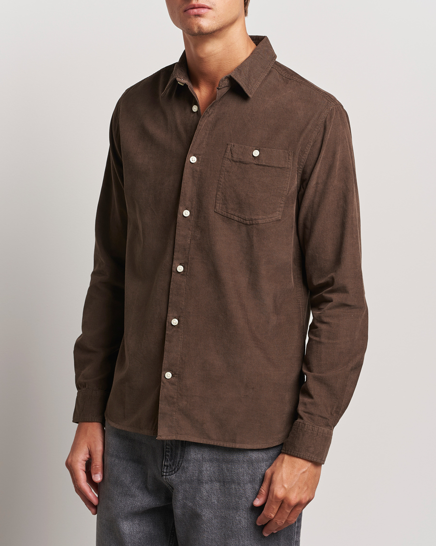 Mies |  | KnowledgeCotton Apparel | Regular Fit Corduroy Shirt Brown