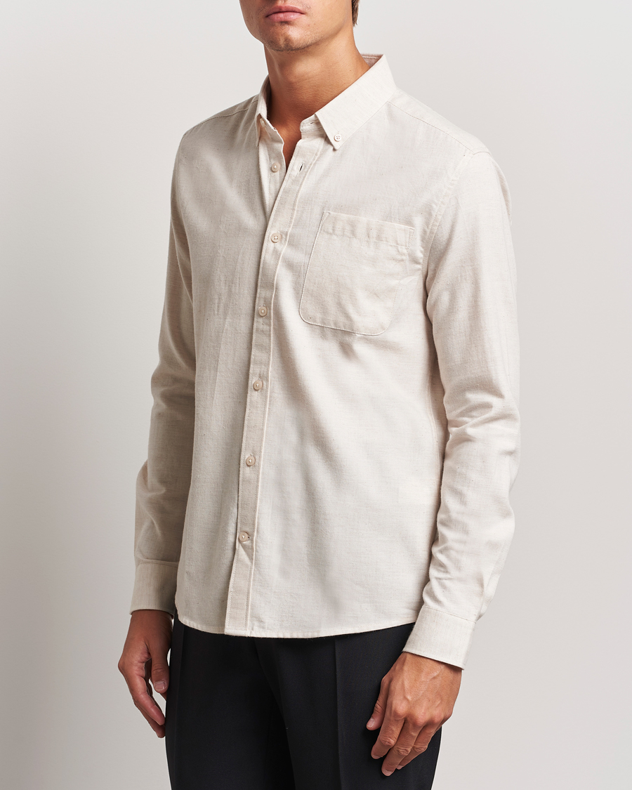 Mies | Flanellipaidat | KnowledgeCotton Apparel | Regular Fit Melange Flannel Shirt Beige