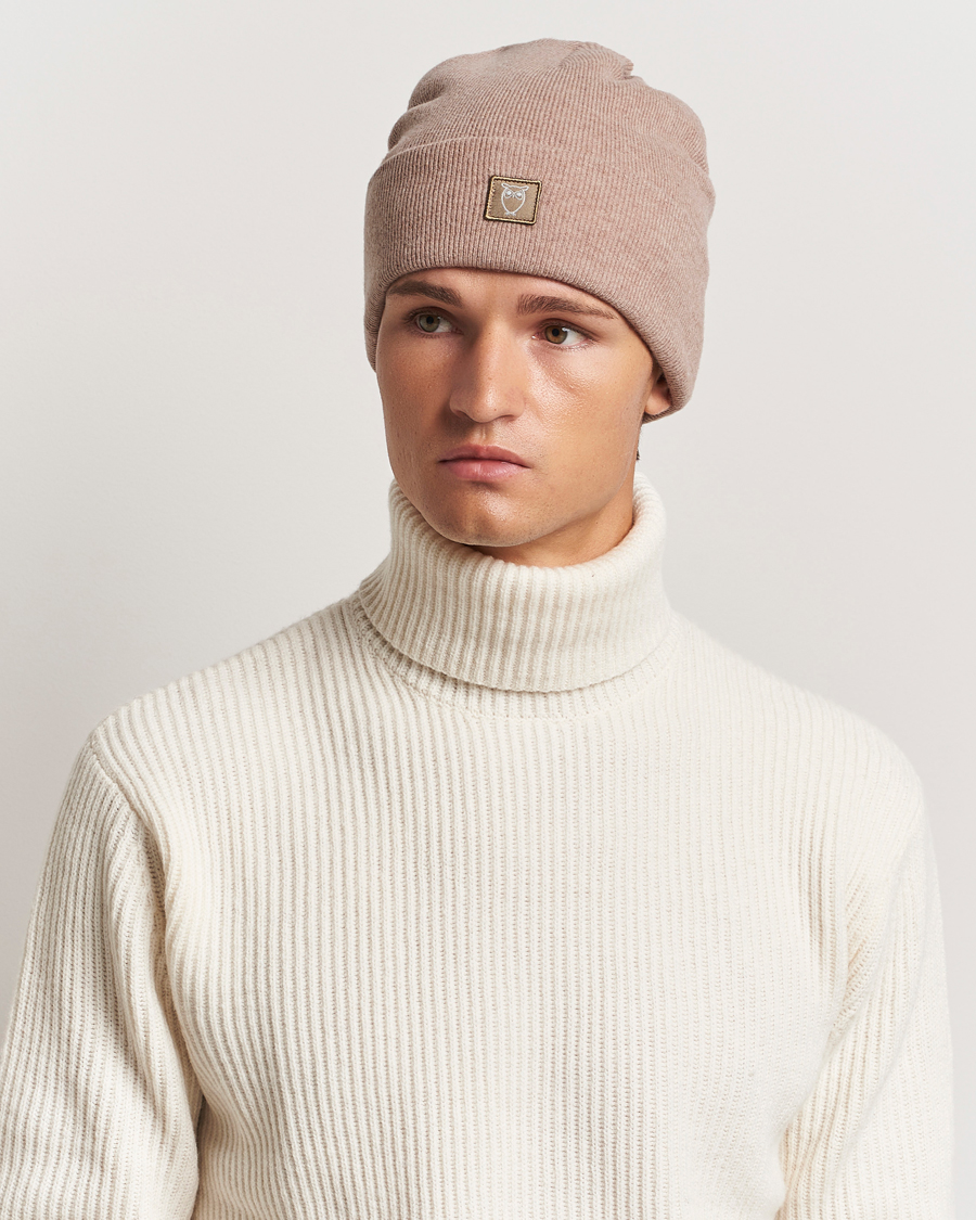 Mies |  | KnowledgeCotton Apparel | Double Layer Wool Beanie Light Beige