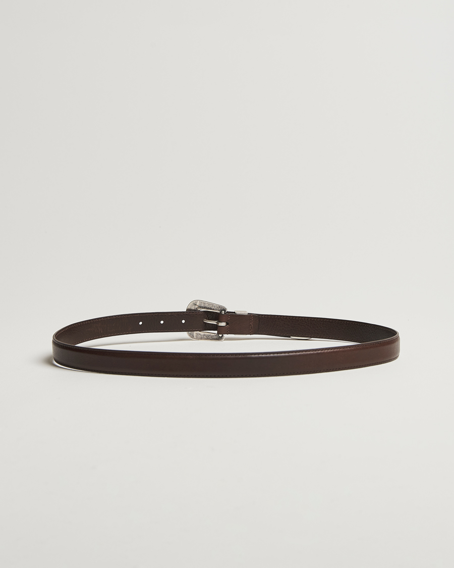 Mies | Arkipuku | Anderson\'s | Grained Western Leather Belt 2,5 cm Dark Brown